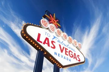 Deurstickers Welkom bij het neonreclamebord van Las Vegas © somchaij