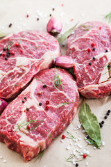 Raw beef steak
