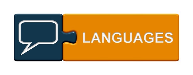 Puzzle-Button blau orange: languages