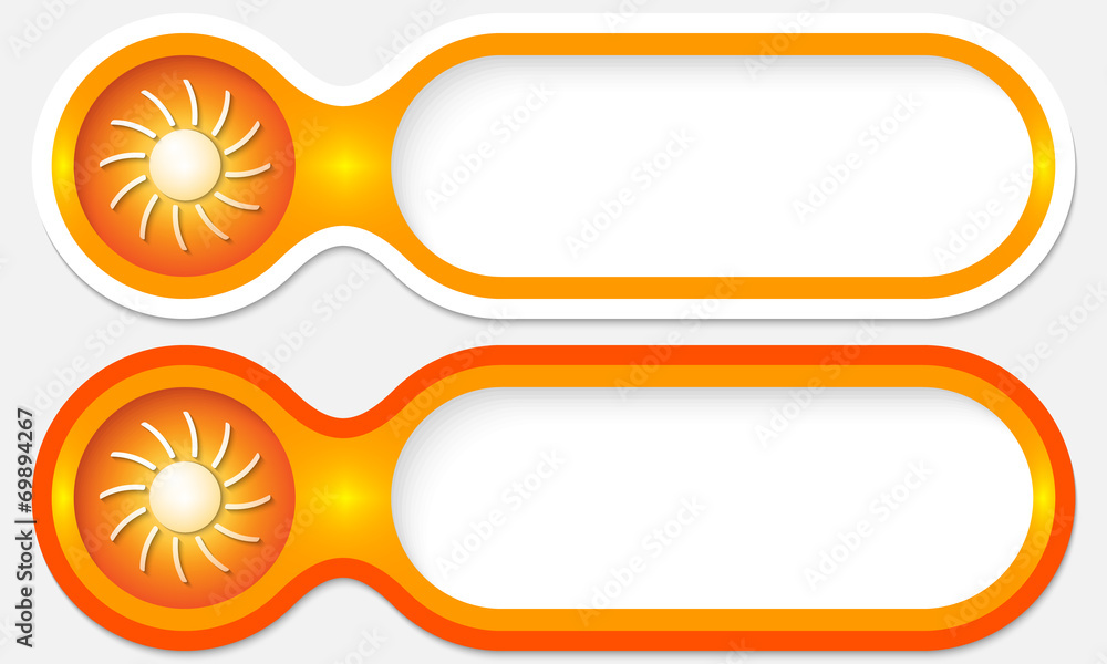 Poster two buttons for entering text with sun