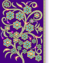 background with floral ornaments made ​​of precious stones