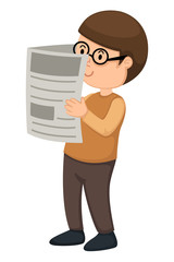 man reading a newspaper