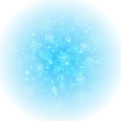 Christmas background with snowflakes and lights. Vector image