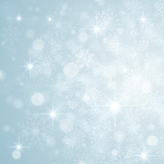 Christmas background with snowflakes and lights. Vector image