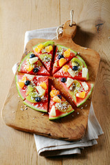 Tropical watermelon pizza for a party dessert