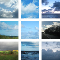 Neun Bilder von Wolken am Himmel