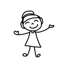 hand drawing happy kids