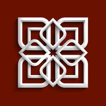 White 3d ornament in arabic style - variation 2