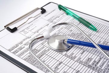 Medical chart with stethoscope