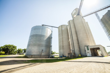 Silver, shiny agricultural silos © eunikas