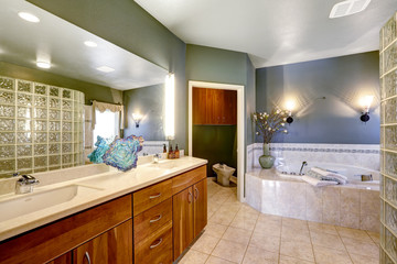 Spacious bathroom with whirlpool bath tub