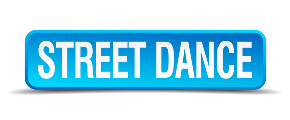 Street dance blue 3d realistic square isolated button