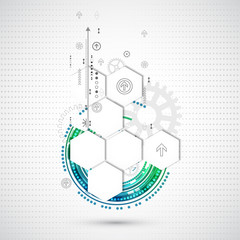 Abstract technological background with various technological ele