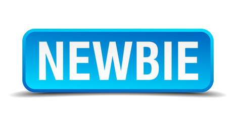 Newbie blue 3d realistic square isolated button