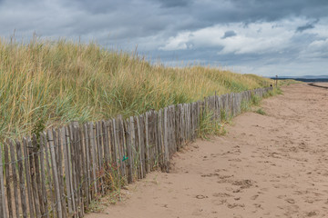 Fototapeta na wymiar Dunes behind a fence