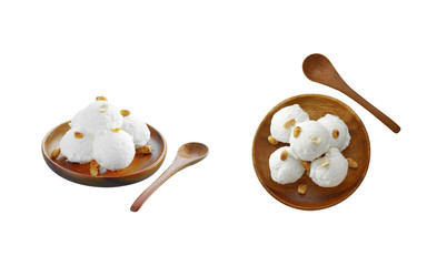 coconut and milk icecream on white background