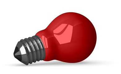 Red tungsten light bulb lying