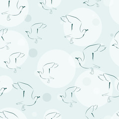 Vector illustration, seamless pattern, seagulls