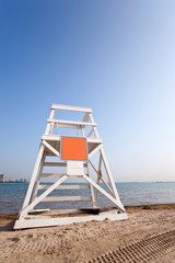 lifeguard tower by the lake