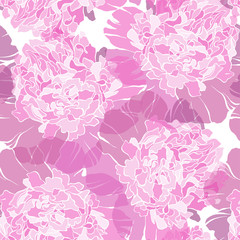 Seamless pattern with peonies.