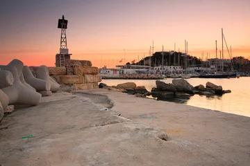 Poster Light on a pier in Mikrolimano marina, Piraeus, Athens. © milangonda