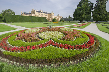Lednice chateau with french style garden