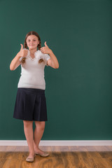 School Girl at a Chalkboard