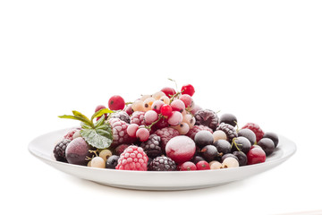 Frozen berries isolated on white background