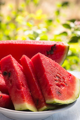 Ripe sliced watermelon closeup