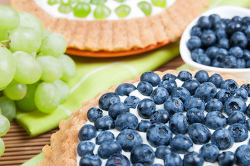 Blueberry tart and grape tart