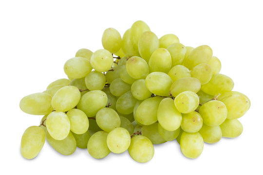 Closeup of big bunch of fresh green table grapes, isolated