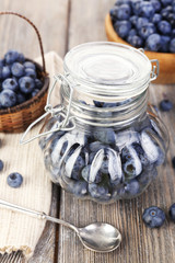 Fresh blueberries on wooden table