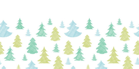 Green blue Christmas trees silhouettes textile horizontal