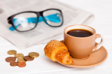 Morning coffee in a cafe