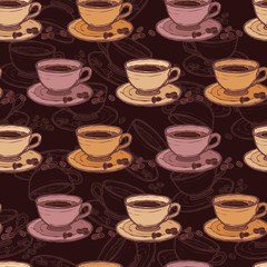 Coffee sketch seamless pattern