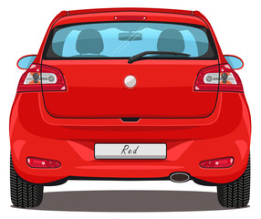 Plakat Vector Car - Back view - Red - with visible interior