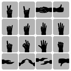 Hands icons set black