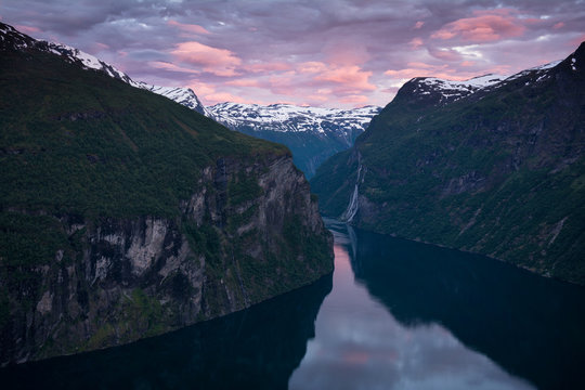 The Seven Sisters Waterfall in Geiranger Fjord, Norway