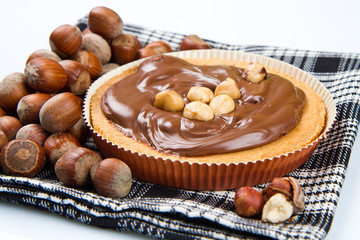 tartlette with chocolate and hazelnut cream