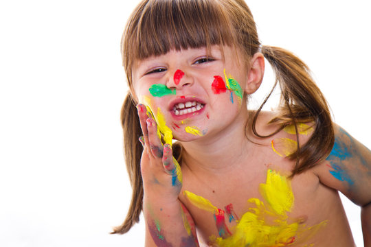 beautiful little girl with painted face