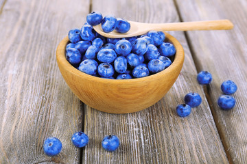 Fresh blueberries on wooden table