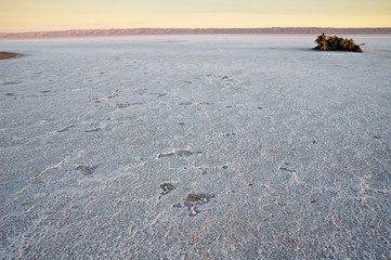 Salt lake Chott El Djerid on sunrise, Tunisia
