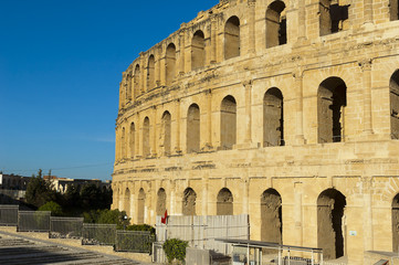 Naklejka premium Ancient amphitheater in El Jem, Tunisia