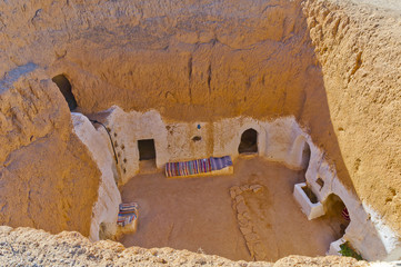 Grottes résidentielles de troglodyte à Matmata, Tunisie, Afrique