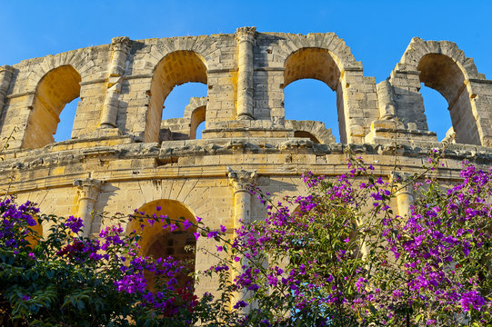 Ancient amphitheater in El Jem, Tunisia