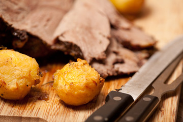 macro picture of roast potatoes