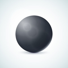 Black glossy sphere isolated on white