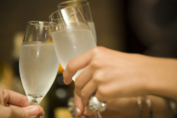 The hands of women to toast