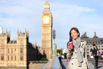 Fototapeta premium London woman happy by Big Ben