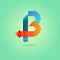 Vector illustration of letter B , backward concept